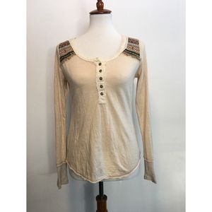 Miss Me Button Front Henley Top- Medium